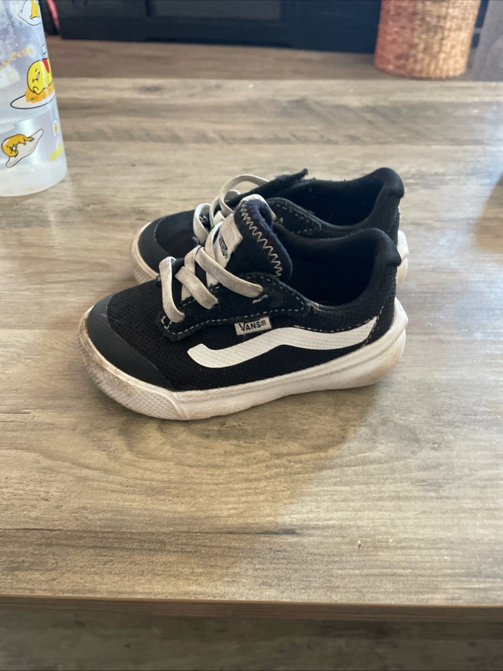 Van’s Toddler size 6 Black with white stripe slip on sneakers walking school